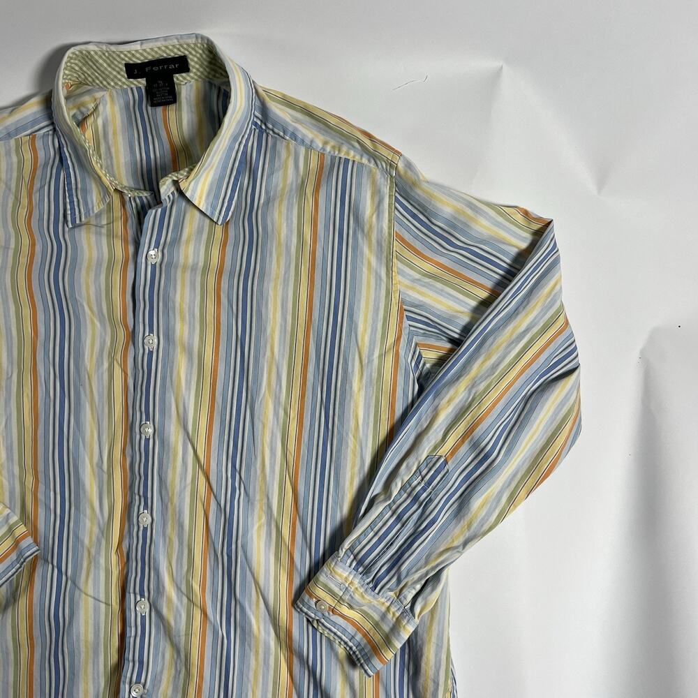 J. Ferrar‎ Men's Multicolor Striped Woven Cotton Button-Up Shirt Long Sleeve XL - Picture 3 of 7